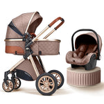 Luxury 3-in-1 Baby Travel System – High-Landscape Stroller, Bassinet & Carrier