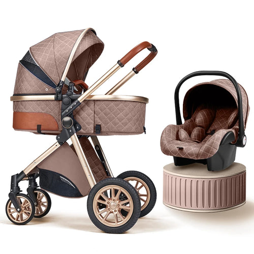 Luxury 3-in-1 Baby Travel System – High-Landscape Stroller, Bassinet & Carrier