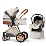 Luxury 3-in-1 Baby Travel System – High-Landscape Stroller, Bassinet & Carrier
